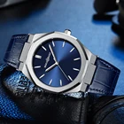 Мужские водонепроницаемые кварцевые часы с ремешком из натуральной кожи