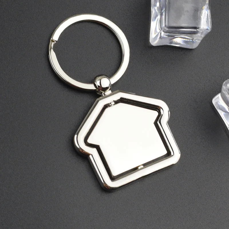cute 360 degree rotating house home keychain key ring spin house keychains gifts events hanging ornament wholesale free global shipping