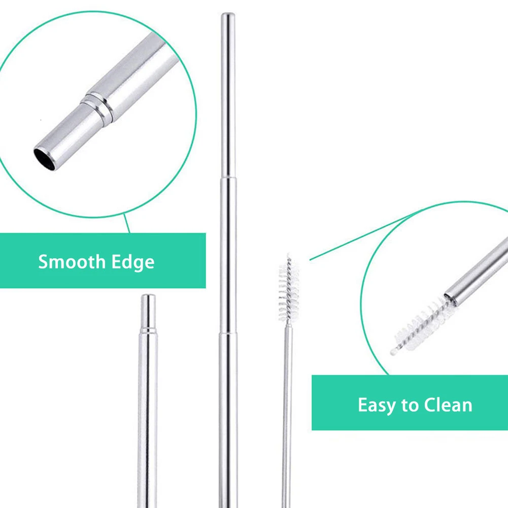10 Упаковка нержавеющая сталь телескопическая соломинка для питья портативная