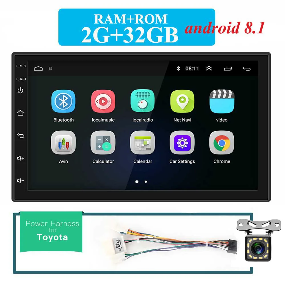 2 with 32 toyoto Android 8,1 автомобильное радио стерео gps навигация Bluetooth wifi Универсальный 7 ''2din 2.5D ips автомобильное радио стерео четырехъядерный мультимедиа - Цвет: 2 with 32 toyoto