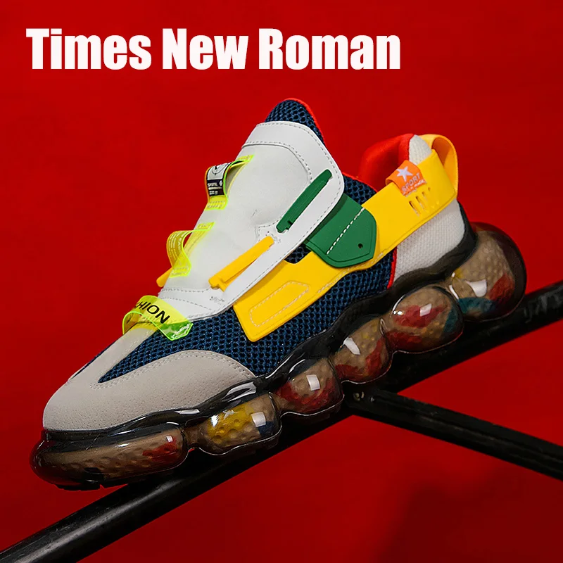 

Times New Roman Fashion Bubble Sole Breathable Men Chunky Sneakers 2020 Autumn Spring Height Increasing Adult Men Casual Shoes