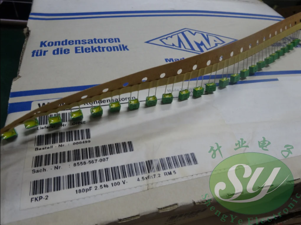 10PCS NEW green WIMA FKP2 180PF/100V 2.5% P5MM film audio capacitor 0.00018uF/100V 180p high precision 181/100v 0.18nF/100V | Электроника