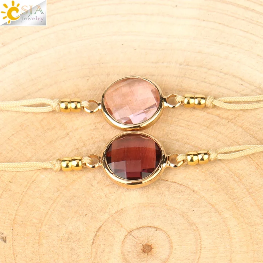 CSJA Braided Rope Chain Pendants Woven Bracelets Jewelry Round Crystal Beads Minimalist Women Charms Pulseras S503 | Украшения и