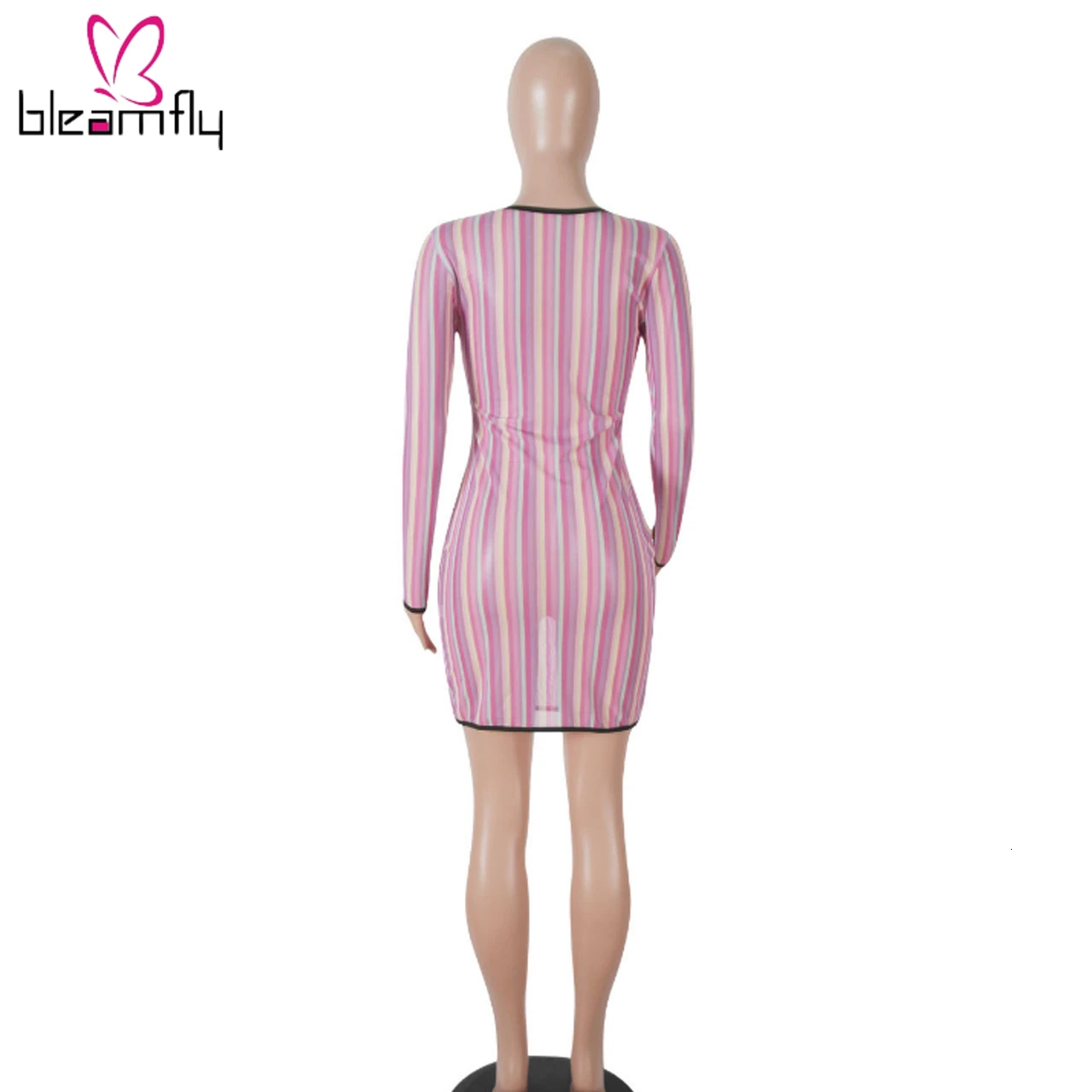 Новинка 2019 женское осеннее разноцветное платье в полоску с принтом Сетчатое