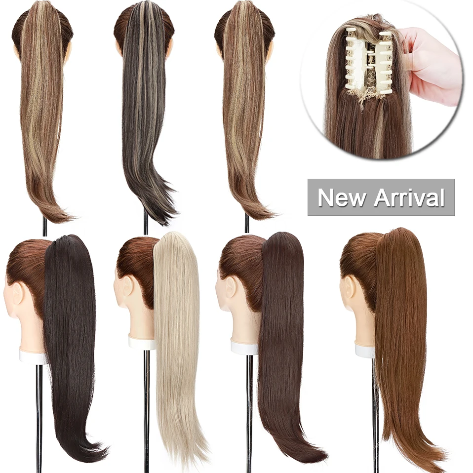 

Benehair 22 Inch Long Straight Ponytail Slightly Curly Synthetic Hair Claw Clip On Ponytail Hair Extension For Women Hairpiece