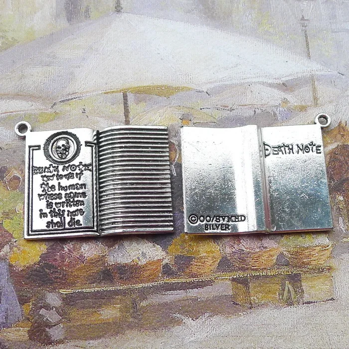 

B New 35*25mm 7G Antique Death note Book Alloy charm pendant ornament Decoration Accessories DIY Retro 25Pcs/bag