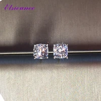 elsieunee 100 925 sterling silver 6x6mm simulated moissanite diamond stud earrings women wedding fine jewelry gift wholesale