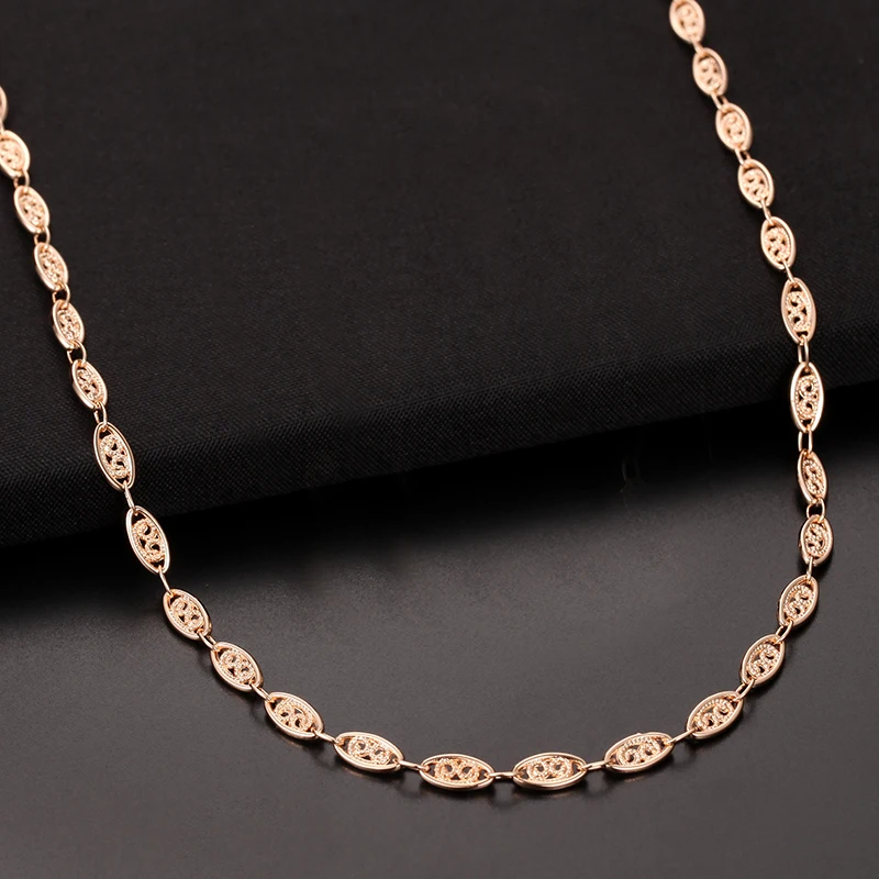 Овальный плетеный браслет и ожерелье для женщин девочек цвет розовое золото 585