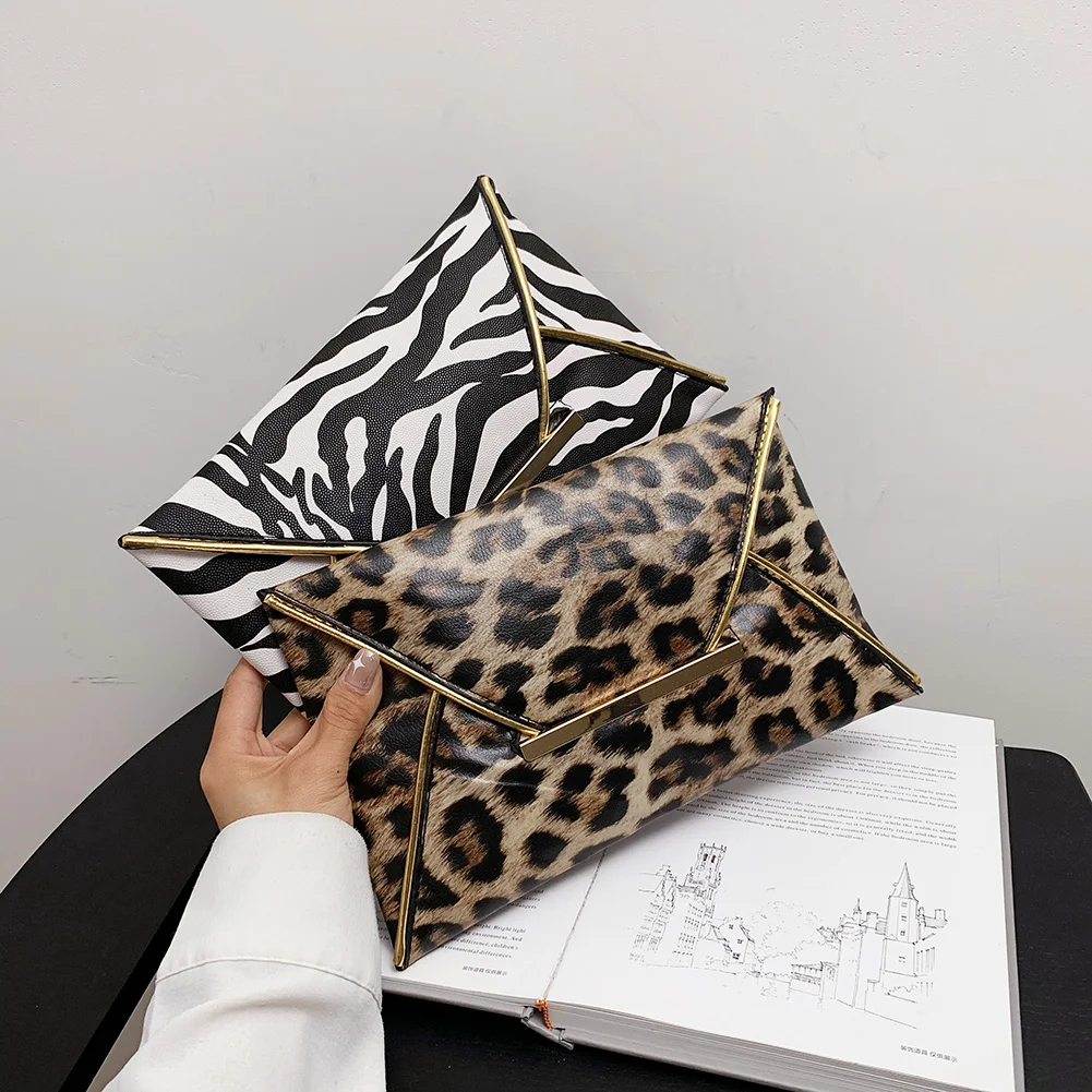 

Leopard Zebra Cow Printing Women Daily Clutches Fashion PU Leather Large Capacity Envelope Bags Ladies Casual Handbags Purse
