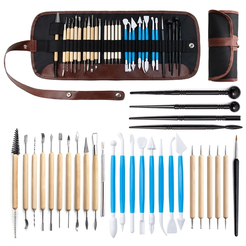 

Глина для рукоделия, набор из 30 предметов, двусторонняя керамика, искусственная дрель, ручка, инструменты с сумкой для хранения, скульптура, ...