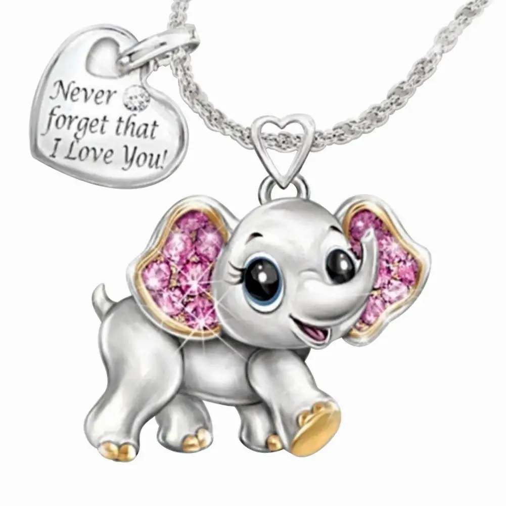 Цепочка с подвеской в виде слона и сердца Я тебя люблю | Украшения аксессуары