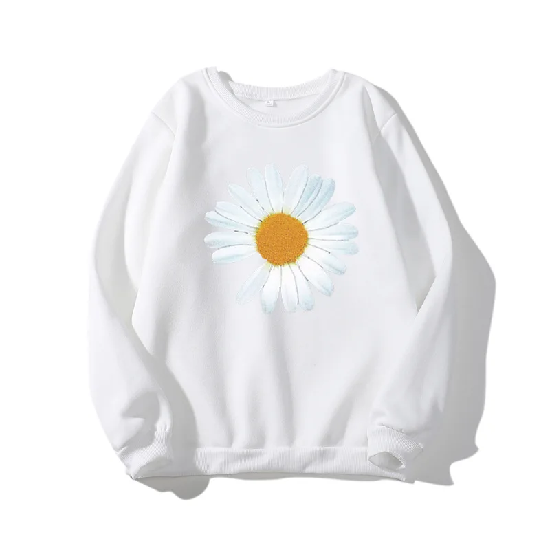 

Autumn and winter new sun flower print simple Harajuku hoodie long sleeve round neck sweatshirt pullover