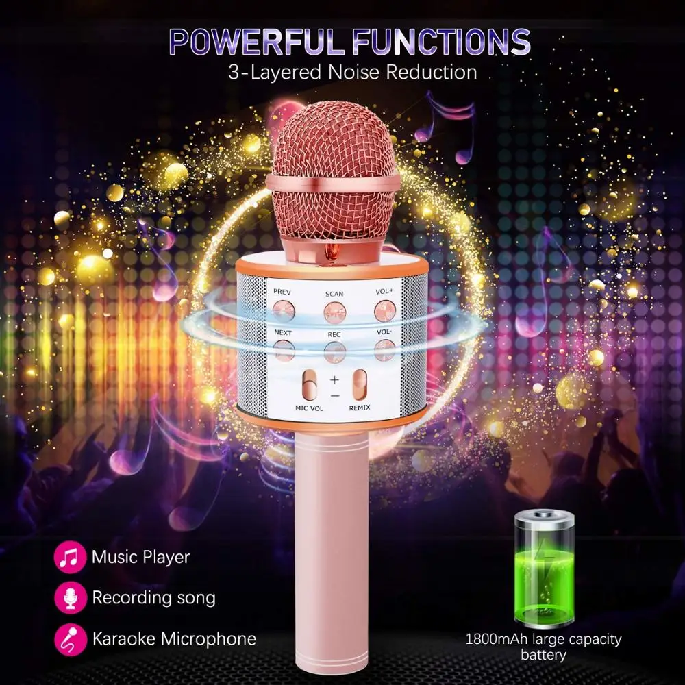 Беспроводной караоке микрофон 3 в 1 портативный динамик машина домашний KTV Дети