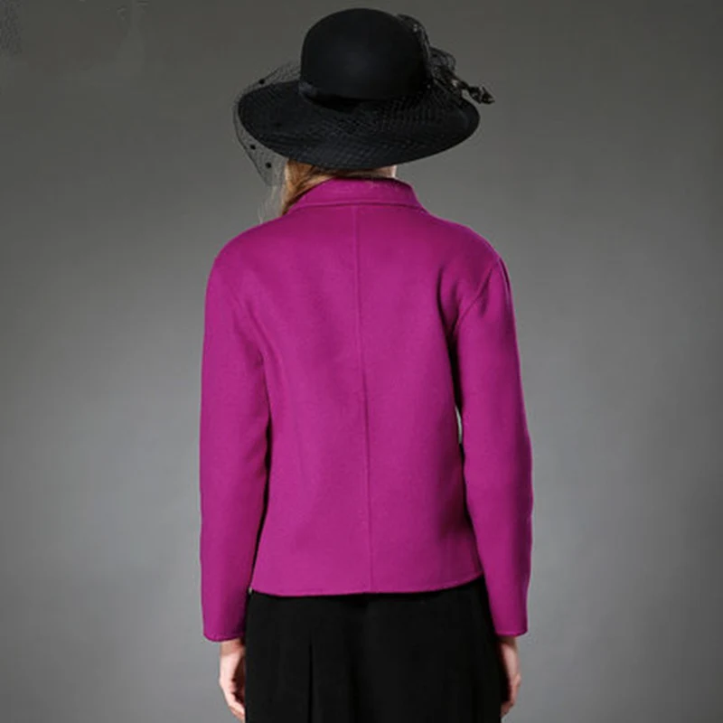 

Новинка Зима 2020 осеннее женское однобортное двухстороннее Короткое шерстяное пальто с v-образным вырезом женское тонкое модное пальто с от...