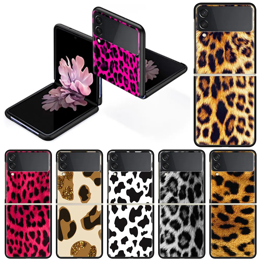 

Fold Case for Samsung Galaxy Z Flip 3 Hard Silicone Pc Phone Cover Luxury Funda Shockproof Coque Tiger Leopard Print Panther