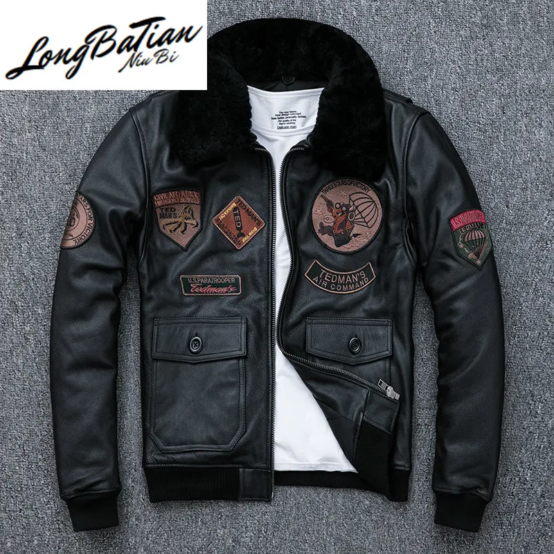 Мужская куртка парка из натуральной коровьей кожи с меховым воротником сезон