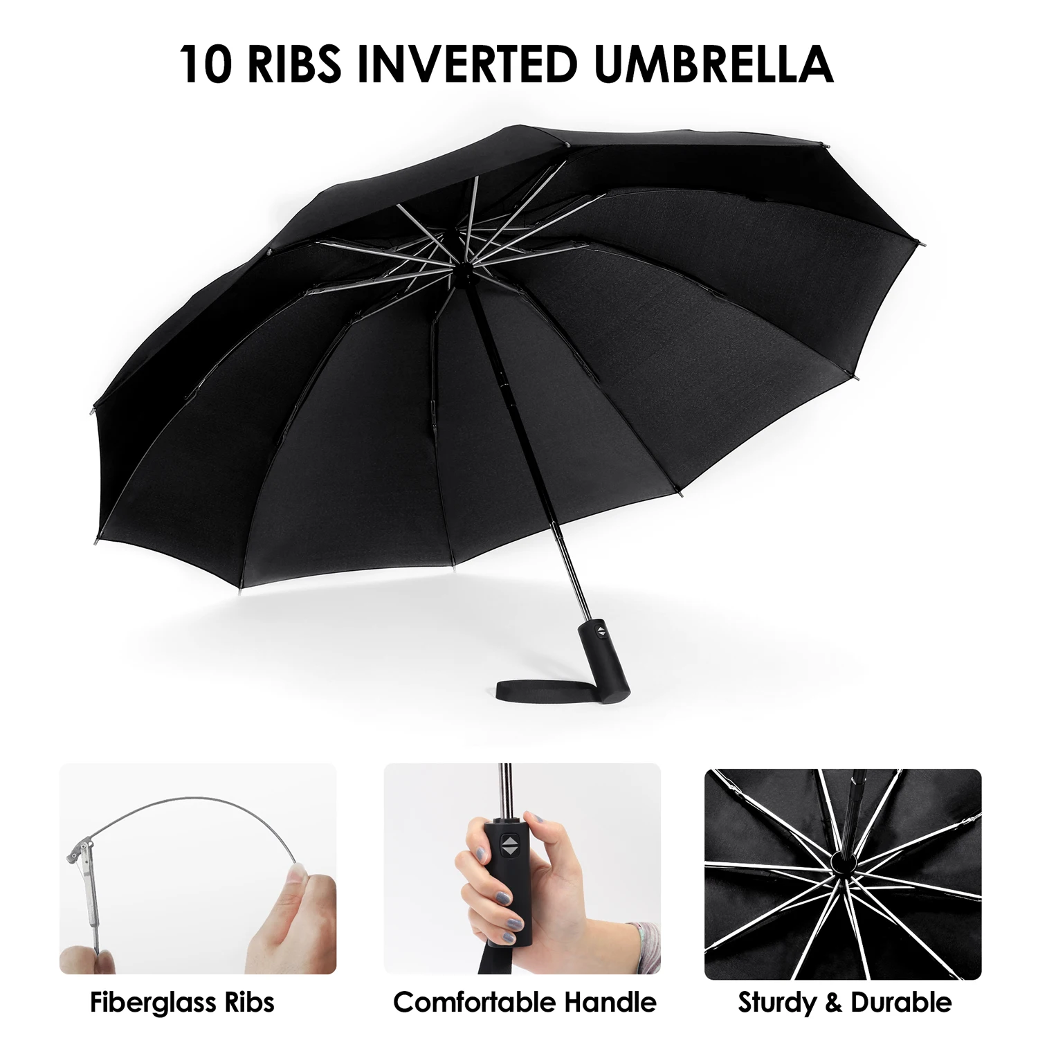 

10 Ribs Automatic Folding Umbrella women's umbrella Luxury Big Windproof umbrella rain women