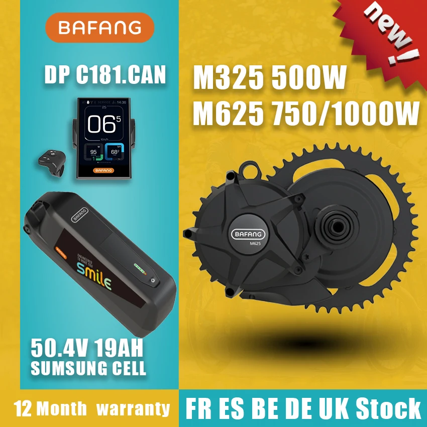 

BAFANG M325 M625 Motor Kit 1000W 750W 500W Mid Drive Motor Electric Bike eBike Conversion Kit with 19AH 21700 SUMSUNG Cells