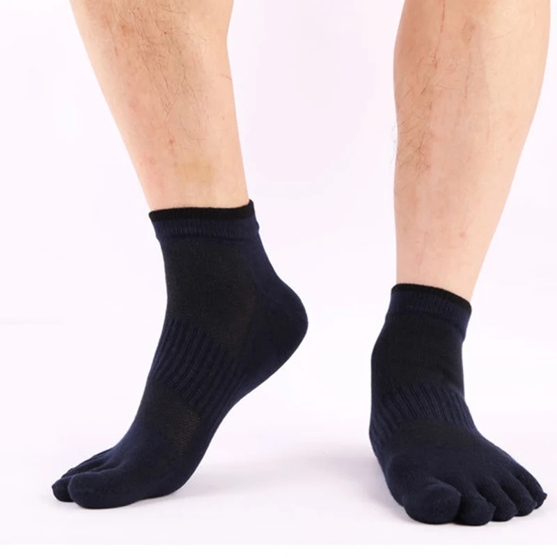Носки мужские тонкие хлопковые для йоги 5 носков Дышащие Короткие черные серые