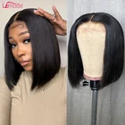 Lemoda 13x4 HD кружевной передний парик, короткий парик Боб, прямые человеческие волосы, малазийские предварительно выщипанные 180 плотные прозрачные кружевные передние парики