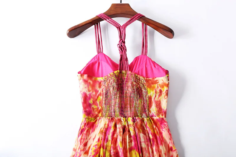 100% настоящий цветочный шелк платье для женщин без бретелек Длинные летние