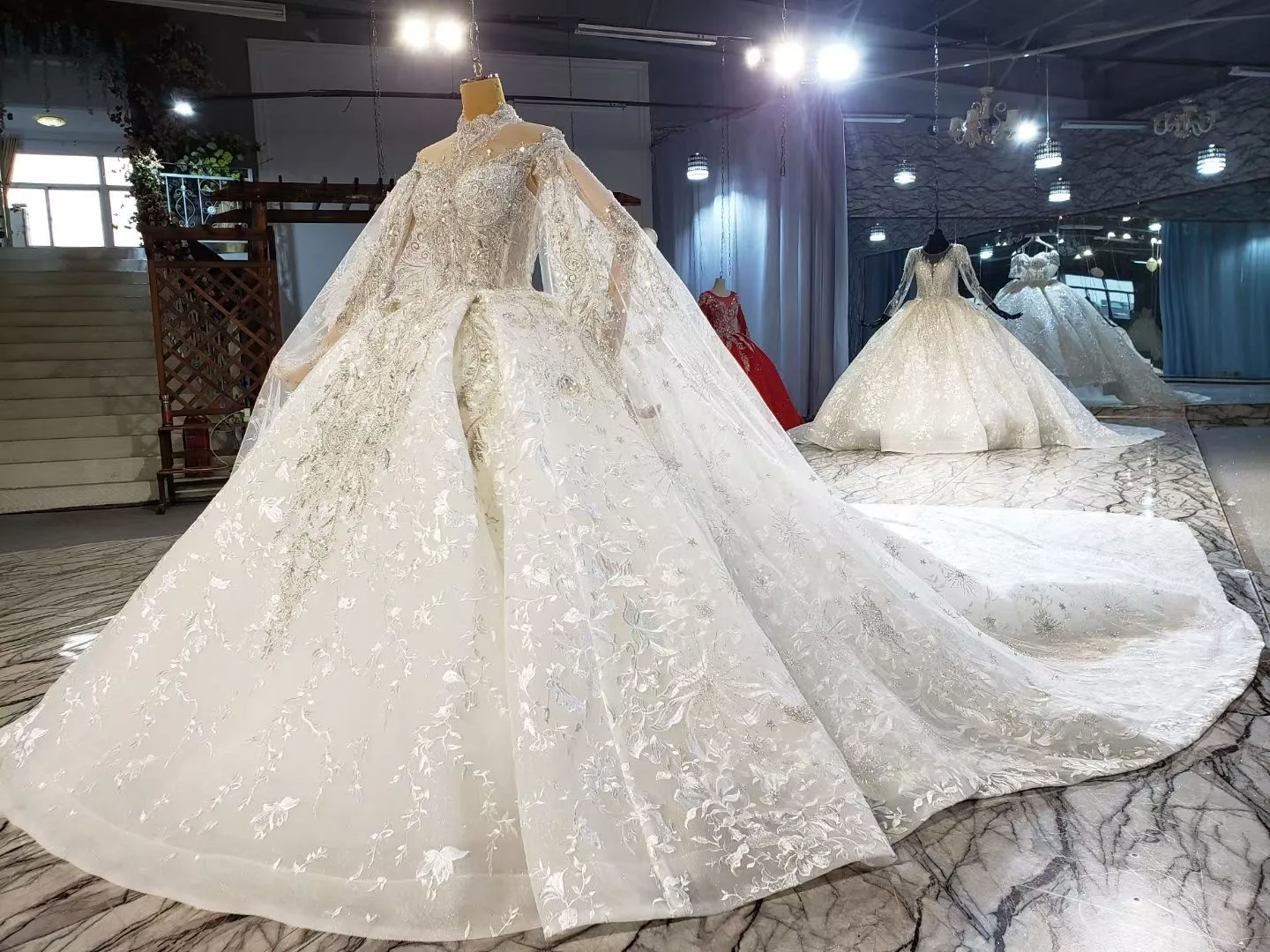 

Robe De Marie 2021 New Design With Shawl Cape Fashion Wedding Dresses Bridal Gown High Neck Muslim Bridal Custom Bridal Dresses