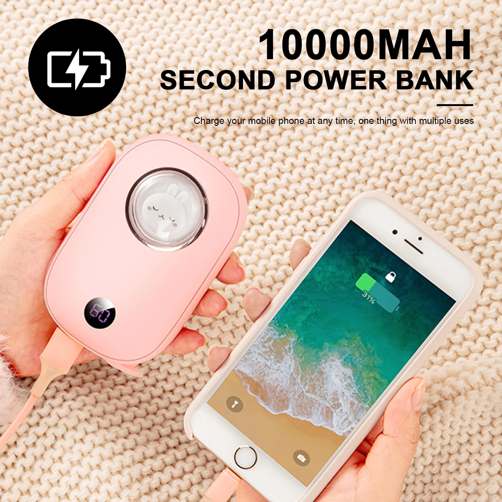 Симпатичный обогреватель для рук с зарядкой от USB цифровой дисплей контроль