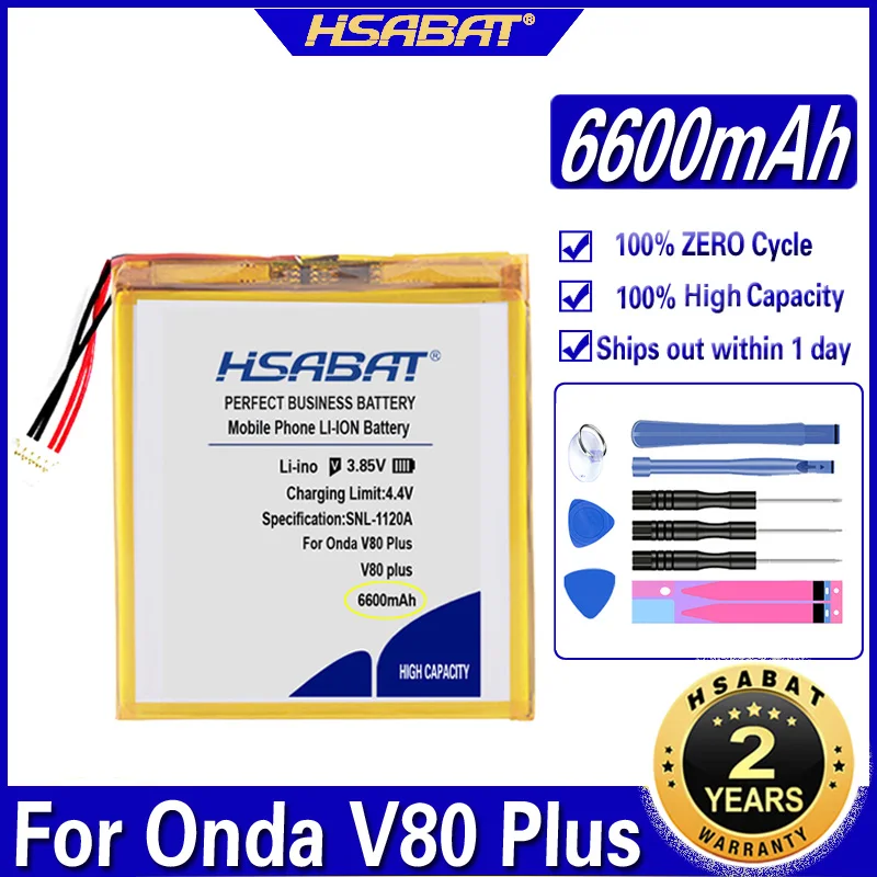 Аккумулятор HSABAT 6600 мАч для Onda V80Plus V80 Plus OC801 OI100 V80SE OI101 Tablet 5 проводная вилка