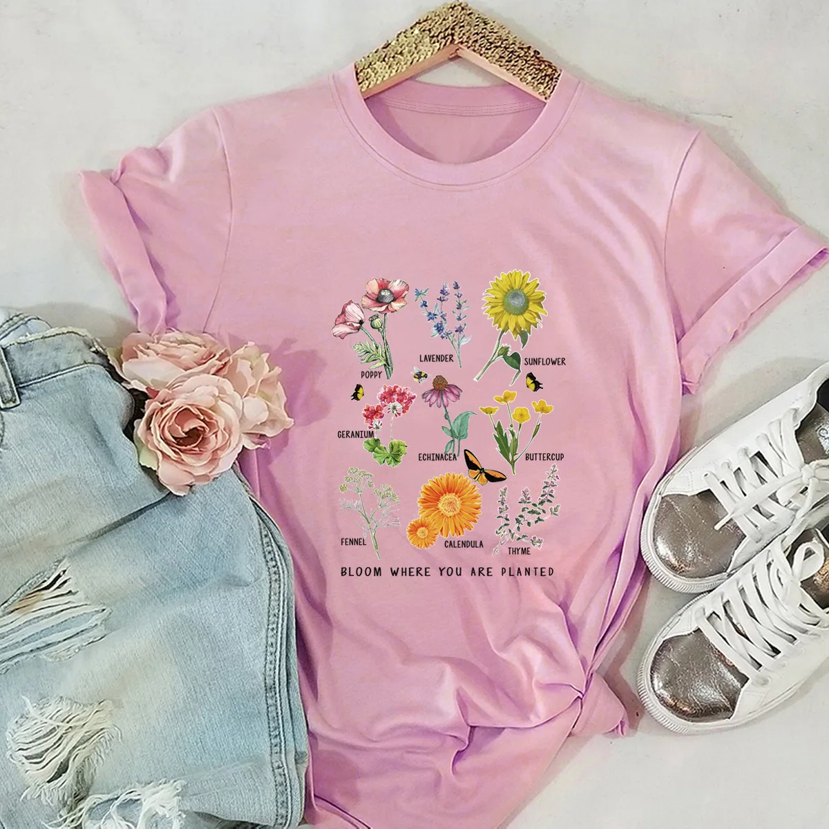 

JFUNCY 100% Cotton Flower Graphic Tees Women Tops Summer T-shirt Plus Size Short Sleeve Woman Shirts Lady Casual Tshirt