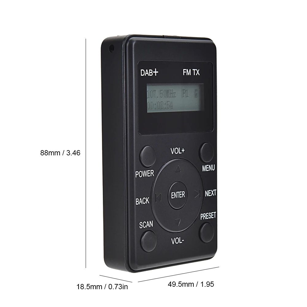 Портативный fm радио DAB + приемник с наушниками мини передатчик перезаряжаемый