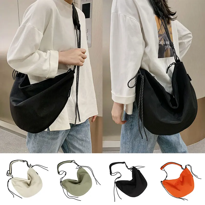 

Женская сумка, нейлоновая сумка через плечо, универсальная модная однотонная Индивидуальная сумка большой вместимости на одно плечо