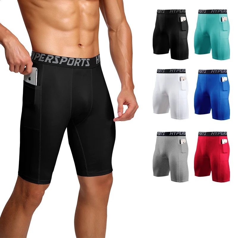 

New Design Men‘s Pocket Basketball Shorts Sport Running Tight Fitness Short Trouser Capris Quick-Drying Compression Pants