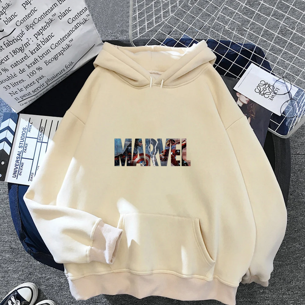 

2021 Marvel Hoodies Pullover Clothes The Avengers Letter Cartoon Harajuku Men Autumn Winter Warm Fashion Male Hooded Sweatshirts