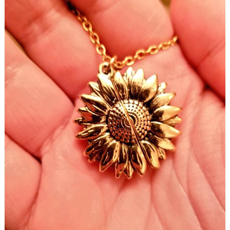 You are my sunshine, открытый медальон, подсолнечник, подвеска, ожерелье,, новинка, женское золотое ожерелье на заказ
