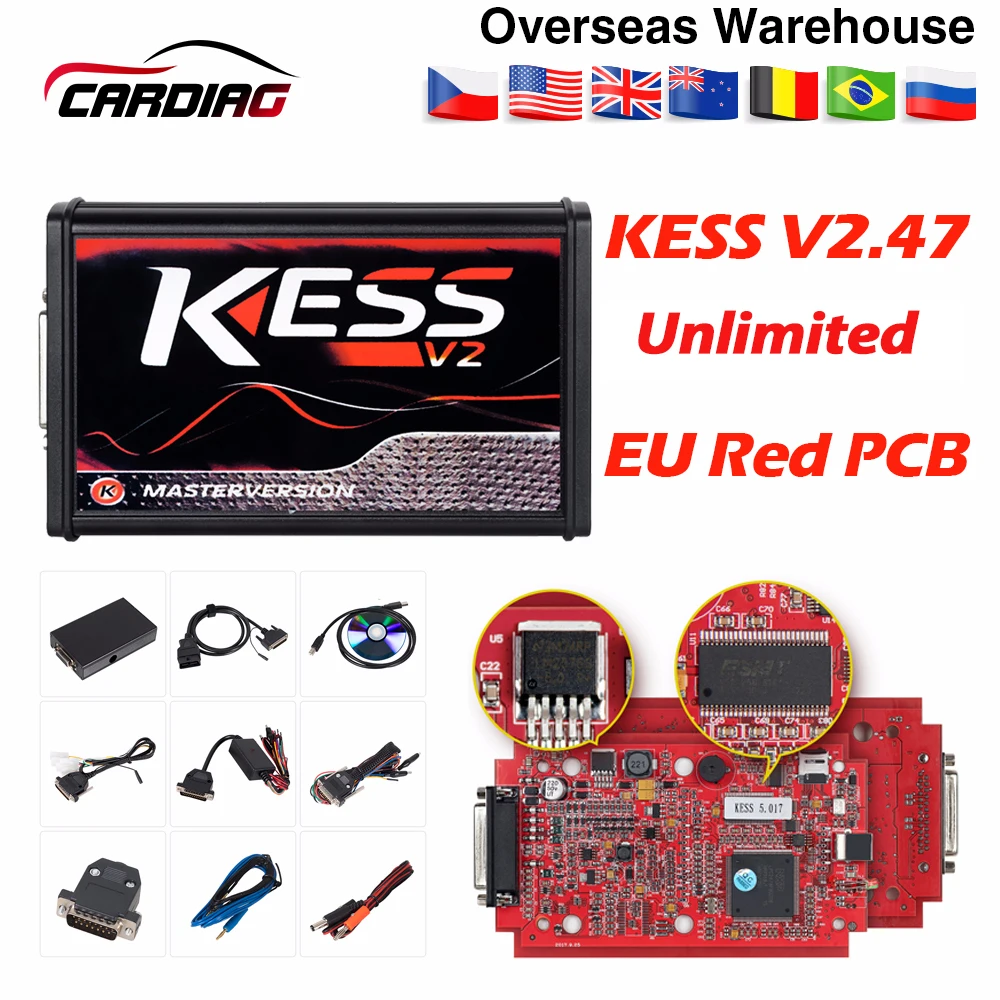 Красный KESS V2.47 V5.017 без жетонов ЭБУ чип Тюнинг мастер ЭКЮ программист KESS V2 менеджер Тюнинг Комплект для автомобиля/грузовика