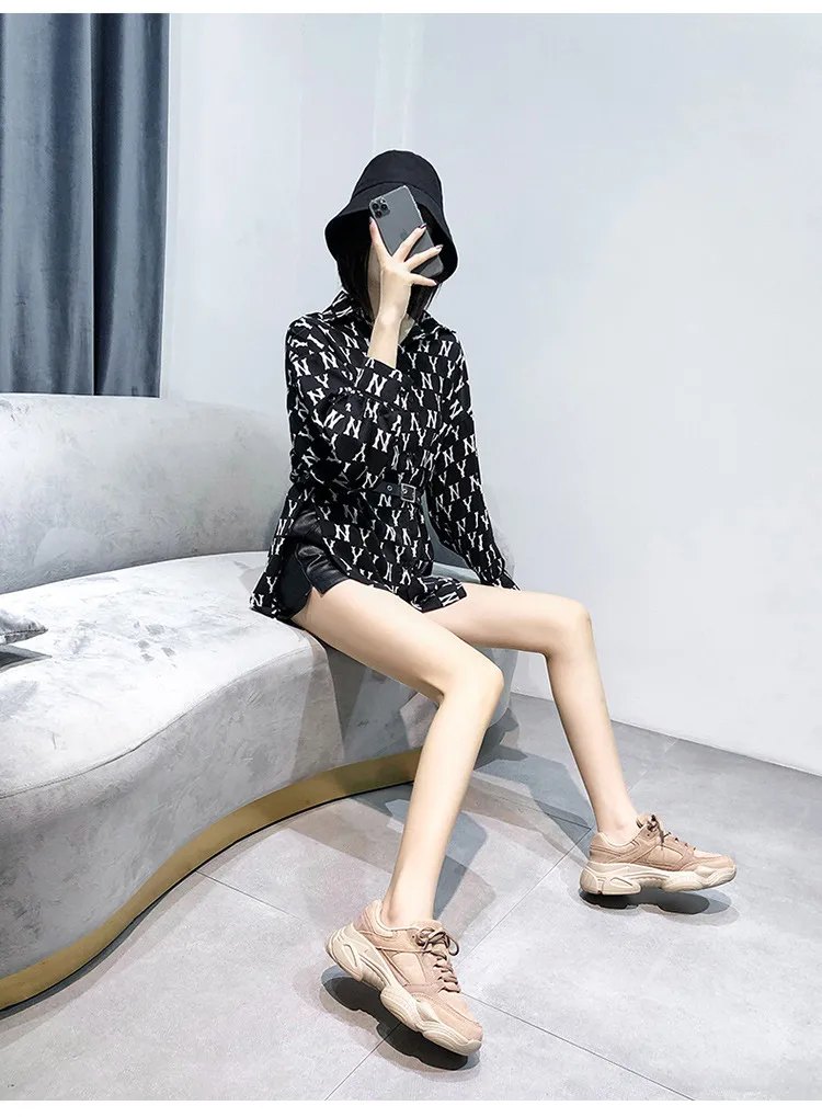 

Platform Women Sneakers White 2021 Spring Sport Thick Sole Lady Leisure Shoes Lace Up Comfortable Female Chunky Sneakers Fashion