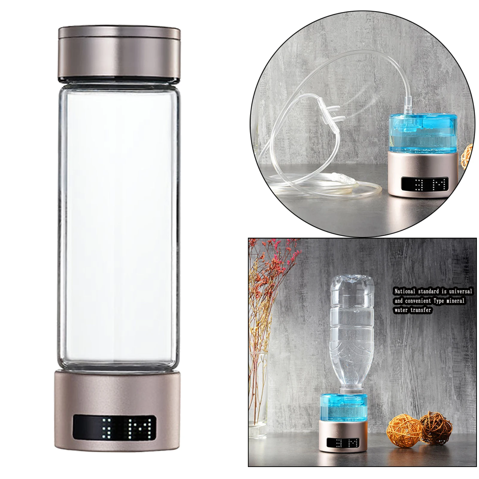 

USB Rechargeable Hydrogen Rich Water Cups Ionized Water Generator SPE PEM Technology Ionizer LED Display 1000-1200ppb 400ml