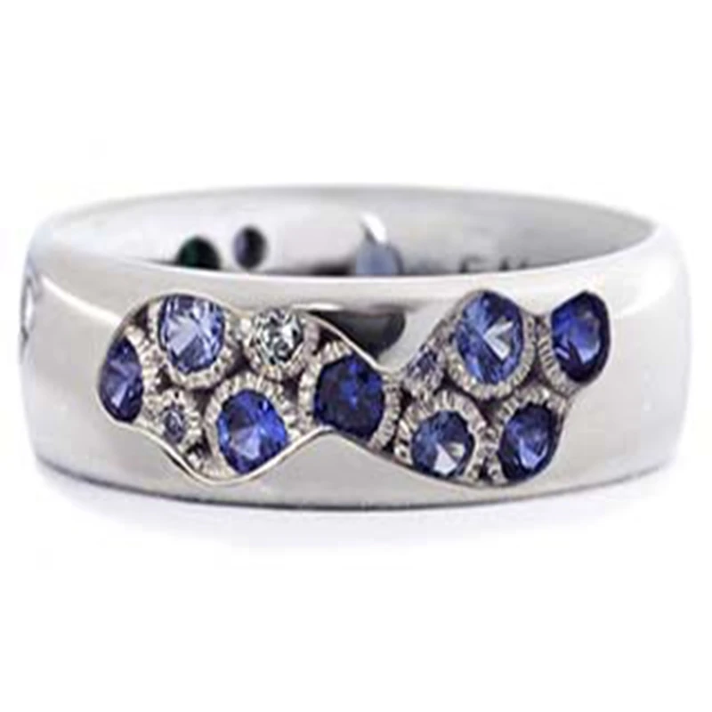 

Women Trend Fashion Blue Crystal Band Rings Wedding Engagement Party Jewelry Gift