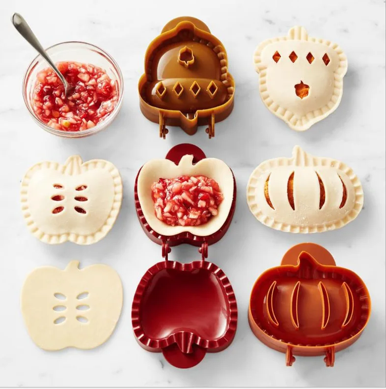 

3pcs Fall Hand Pie Molds Mini Pocket Pie Molds Apple Pumpkin Acorn Shape Pie Dough Press Molds for Christmas Baking Dessert Tool