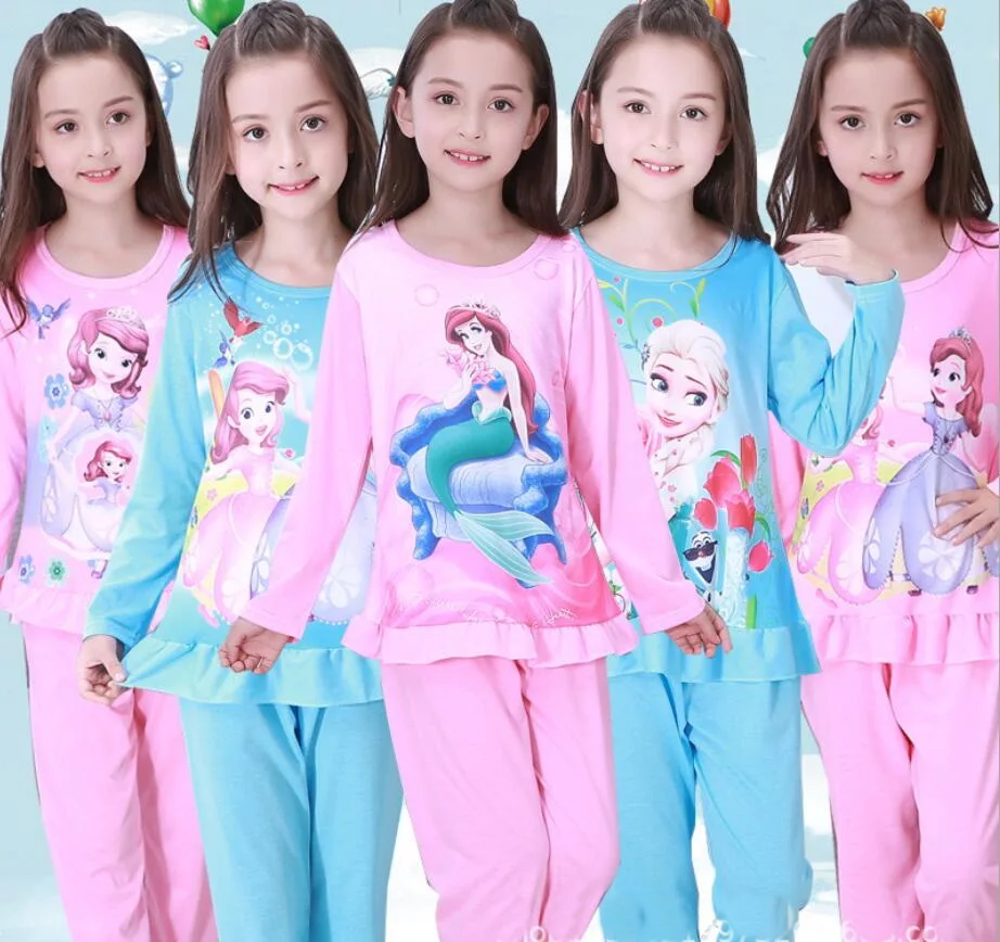 Детская одежда осенняя для сна детские пижамы девочек хлопковая ночная рубашка