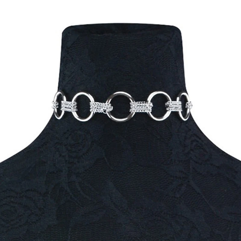 for Women Neck Collar Statement Necklace Jewelry 4 Styles Punk Style Zinc Alloy Chain Link Iron Circles Choker | Украшения и