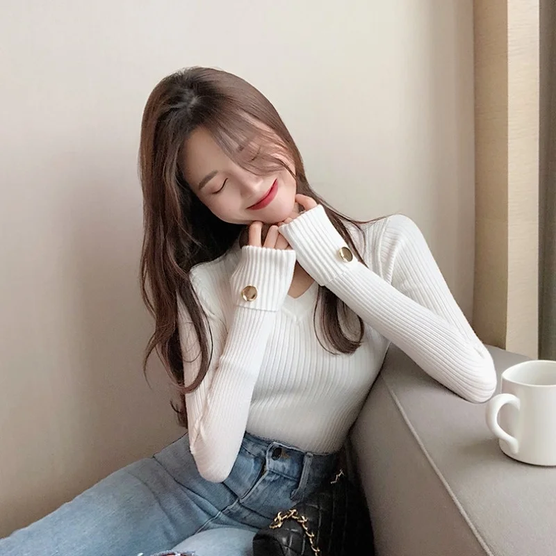 

Свитер женский осенний трикотажный, теплый, однотонный