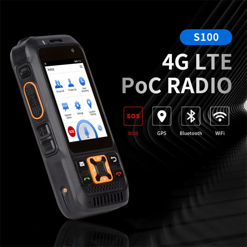 Camoro zello radio Inrico S100 4G LTE Network poc Radio GPS WIFi Blueto0th SOS Flashlight Android Mobile Phone walkie talkie
