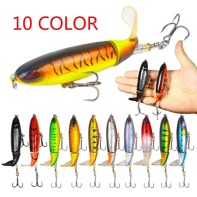 

1PCS Whopper Plopper 10cm/13g Topwater Fishing Lure Artificial Hard Bait Plopper Soft Rotating Tail Fishing Tackle Fishing Bait