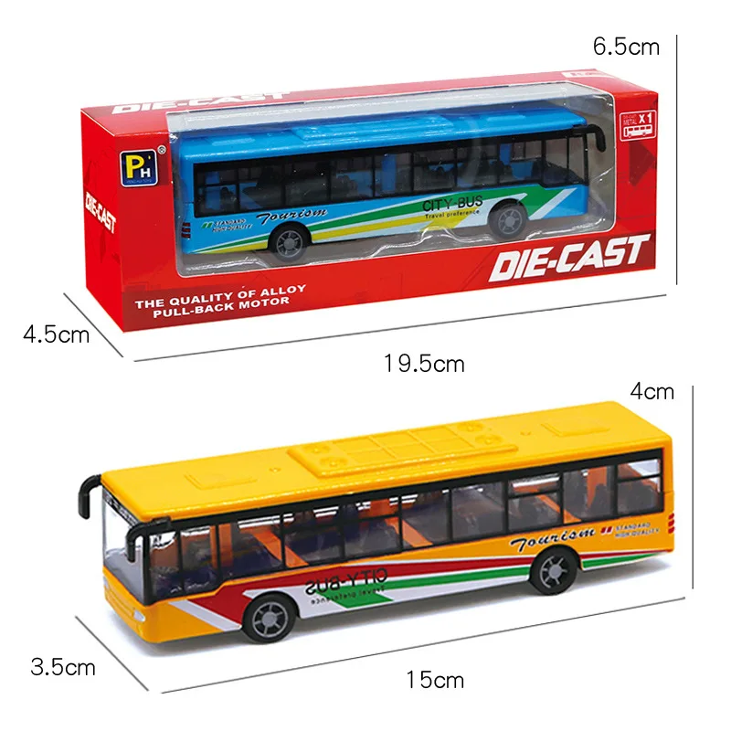

15cm Simulation Alloy Return Bus City Tour Car Pull Back Car Four Color Simulation Zinc Alloy Car Children Toy Car Model