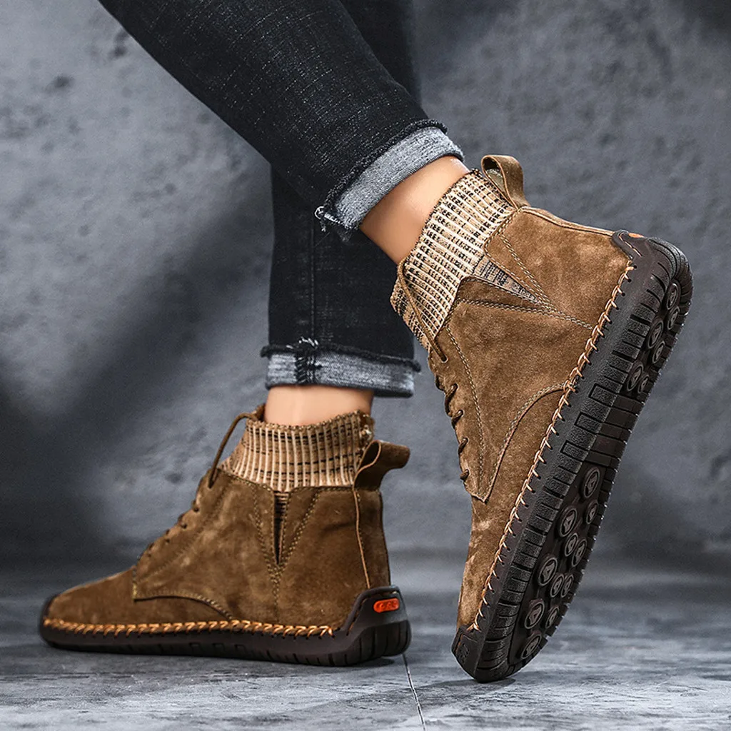 

Winter Men Ankle Boots Comfortable Casual Versatile Men Snow Boot Leather Autumn Man Motorcycle Shoes Flats Footwear