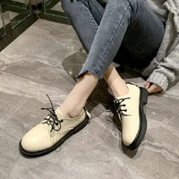 british style small leather shoes spring and autumn new fashion all match low cut lace up large size ladies single shoes