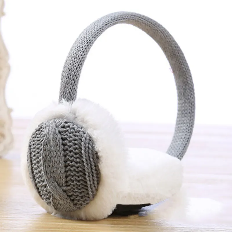 Новинка женские зимние вязаные крючком наушники плюшевые мягкие винтажные