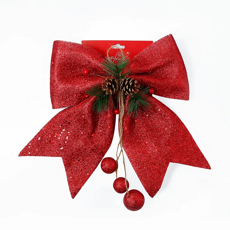 

1 pc shiny gold ribbon Christmas tree decoration Christmas bow Christmas tree decoration bow pine cone Christmas bow pendant