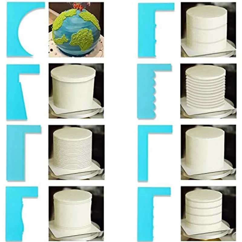 

K-STAR Baking Decorating 8-Style Fondant Cream Cake Scrapers Spatula Edge Smoother Tool